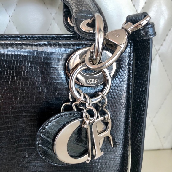 Christian Dior Lady Mini Metalli Black Lizard Skin - Picture 5 of 12